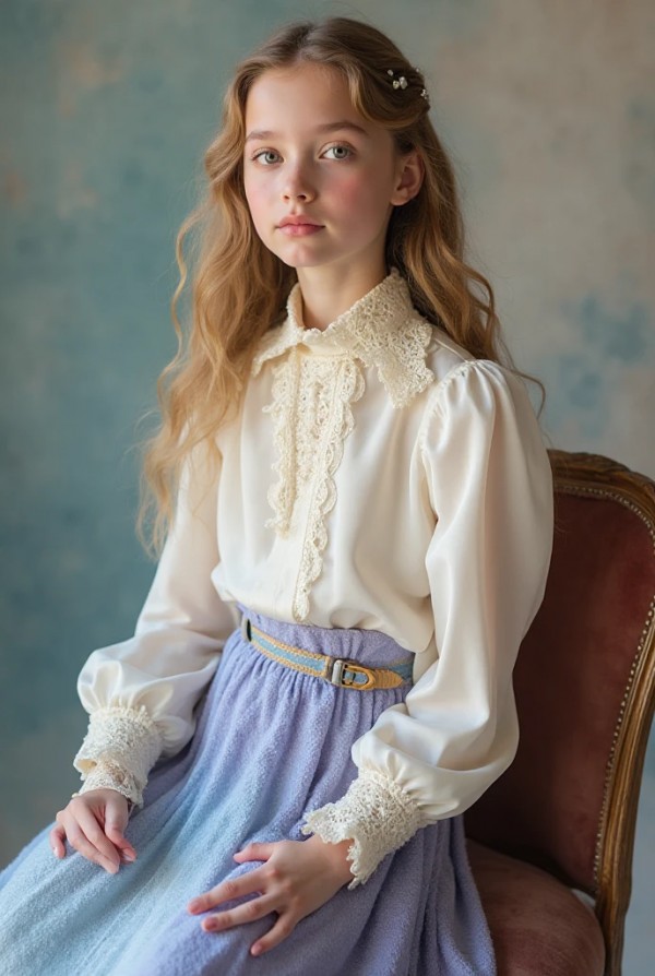 Девочка в модной блузке и юбке для фотосессии Девочка в модной блузке и юбке для фотосессии