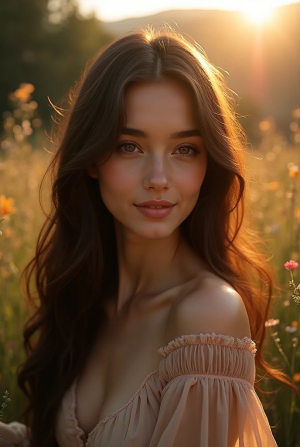 Нежная брюнетка на фоне природы Нежная брюнетка на фоне природы