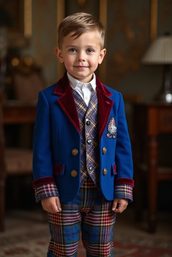 Малыш в ярком комбинированном костюме для особых случаев Малыш в ярком комбинированном костюме для особых случаев