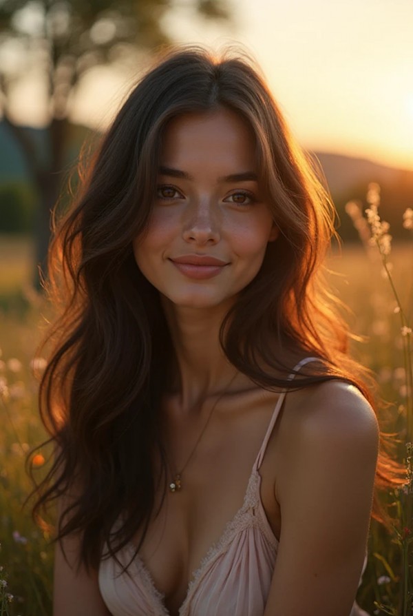Нежная брюнетка на фоне природы Нежная брюнетка на фоне природы