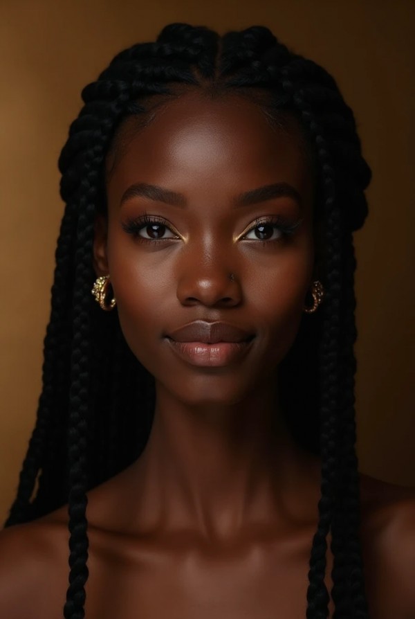 Девушка с африканскими косичками в национальном костюме на празднике Девушка с африканскими косичками в национальном костюме на празднике