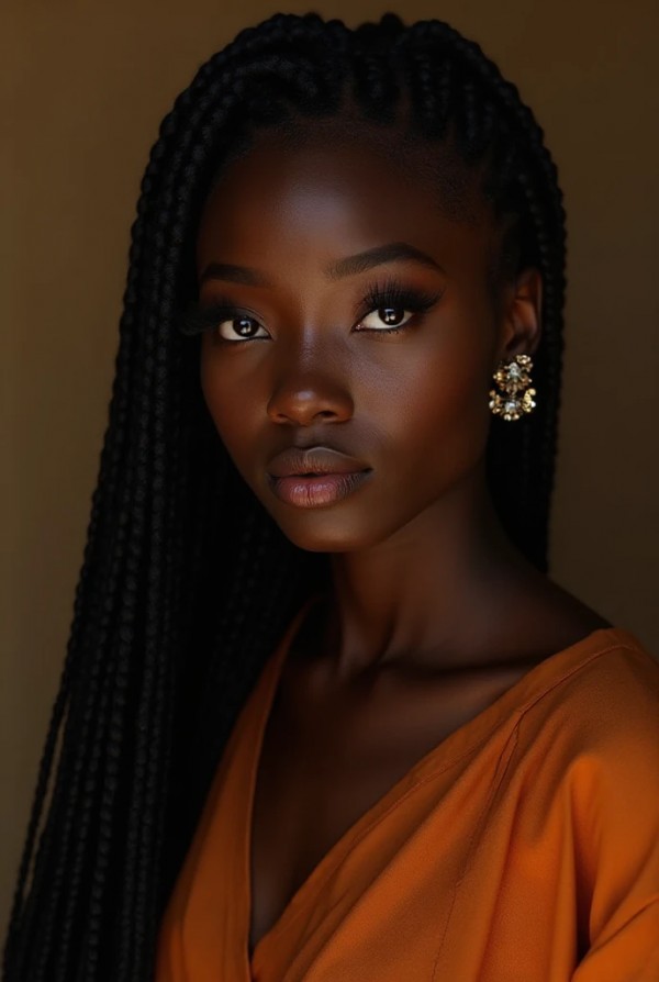 Девушка с африканскими косичками в национальном костюме на празднике Девушка с африканскими косичками в национальном костюме на празднике