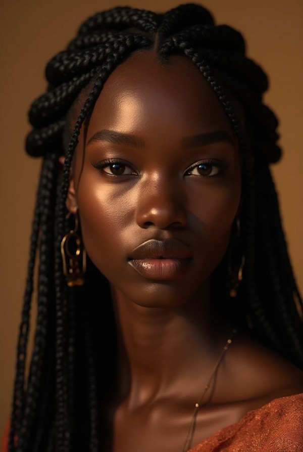 Девушка с африканскими косичками в национальном костюме на празднике Девушка с африканскими косичками в национальном костюме на празднике