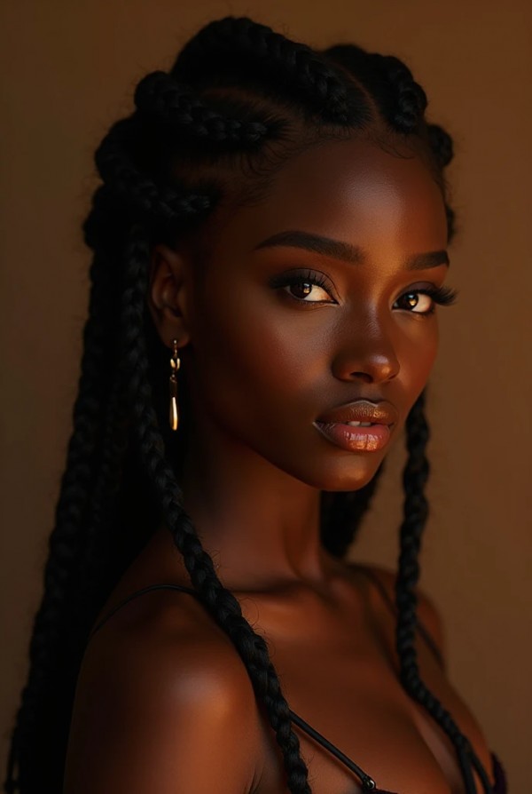 Девушка с африканскими косичками в национальном костюме на празднике Девушка с африканскими косичками в национальном костюме на празднике