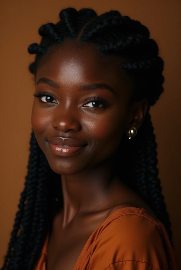 Девушка с африканскими косичками в национальном костюме на празднике Девушка с африканскими косичками в национальном костюме на празднике